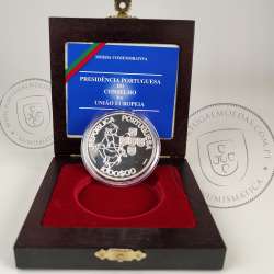 Prata Proof, 1000 Escudos 2000 Presidência do Conselho da União Europeia, 1000$00 2000 Prata Proof em estojo, KM724a 8