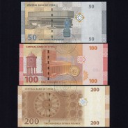 Síria - Lote de 3 Notas Diferentes - Serie 2009-2019 (Não Circuladas)