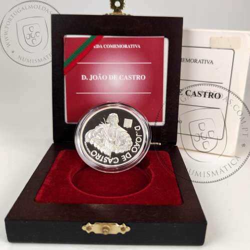 Portugal, 1000 Escudos 2000 D. João de Castro, silver Proof coin of 1000$00 2000, with case, World Coins KM732a 01
