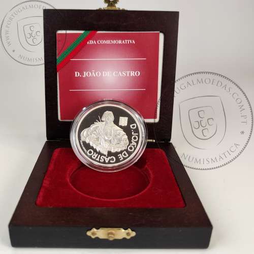 Prata Proof, 1000 Escudos 2000 D. João de Castro, 1000$00 2000 D. João de Castro Prata Proof em estojo, World Coins KM732a 03