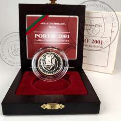Portugal, Proof silver coin of 500 Escudos 2001 Porto European Culture Capital, Case with Proof silver coin, W. Coins KM733a 01