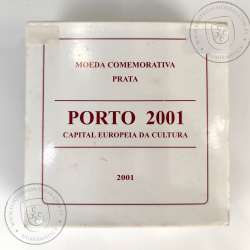 Proof 500 Escudos 2001 Porto 2001, Capital Europeia da Cultura, Estojo moeda prata Proof 500$00 2001, World Coins KM 733a 06