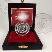 Proof 500 Escudos 2001 Porto 2001, Capital Europeia da Cultura, Estojo moeda prata Proof 500$00 2001, World Coins KM 733a 09
