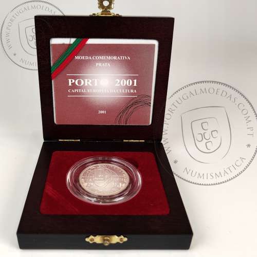 Portugal, Proof silver coin of 500 Escudos 2001 Porto European Culture Capital, Case with Proof silver coin, W. Coins KM733a 10