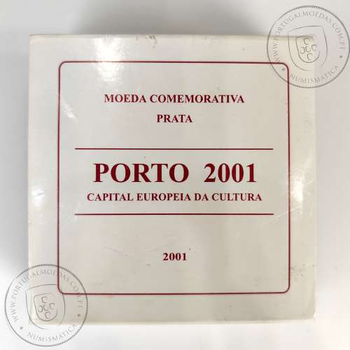 Proof 500 Escudos 2001 Porto 2001, Capital Europeia da Cultura, Estojo moeda prata Proof 500$00 2001, World Coins KM 733a 12