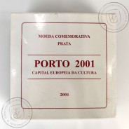 Proof 500 Escudos 2001 Porto 2001, Capital Europeia da Cultura, Estojo moeda prata Proof 500$00 2001, World Coins KM 733a 12