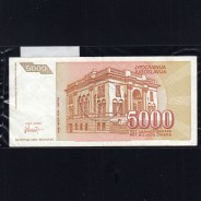 Jugoslávia - Nota de 5000 Dinara 1993 (Circulada) - Pick 128