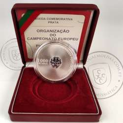 Prata Proof, 1000 Escudos 2001 EURO 2004, 10º Campeonato Europeu de Futebol UEFA, 1000$00 2001 Prata Proof em estojo, KM734a 10