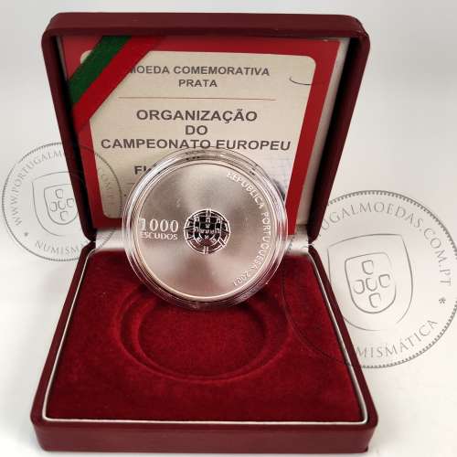 Portugal, 1000 Escudos 2001 EURO 2004, 10th UEFA European Football Championship, 1000$00 2001 Proof Silver in case, KM734a 11