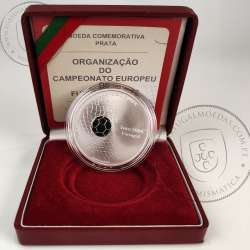 Prata Proof, 1000 Escudos 2001 EURO 2004, 10º Campeonato Europeu de Futebol UEFA, 1000$00 2001 Prata Proof em estojo, KM734a 09