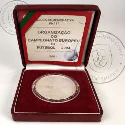 Prata Proof, 1000 Escudos 2001 EURO 2004, 10º Campeonato Europeu de Futebol UEFA, 1000$00 2001 Prata Proof em estojo, KM734a 11