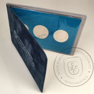 BNC, moedas da XVII Exposição Europeia 1983,  500$00, 750$00 e 1000$00, Carteira da INCM veludo Azul marinho legendada a branco