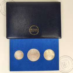 Portugal BNC wallet, of silver coins of the XVII European Art Exhibition 1983, In Dark Blue PVC captioned in gold