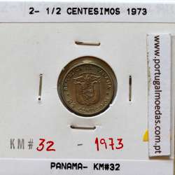 Panamá, 2½ Centésimos 1973 Cobre Níquel, (Soberba), World Coins Panama KM 32
