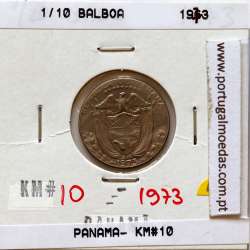 Panama, 1/10 Balboa 1973 Copper Nickel, Decimo de Balboa 1973, (VF), World Coins Panama KM 10