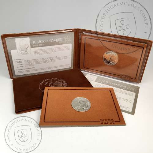 BNC, 100 Escudos D. Afonso Henriques 1985 Prata, Carteira moeda prata BNC 100$00 1985 D. Afonso Henriques, Portugal KM 629a A