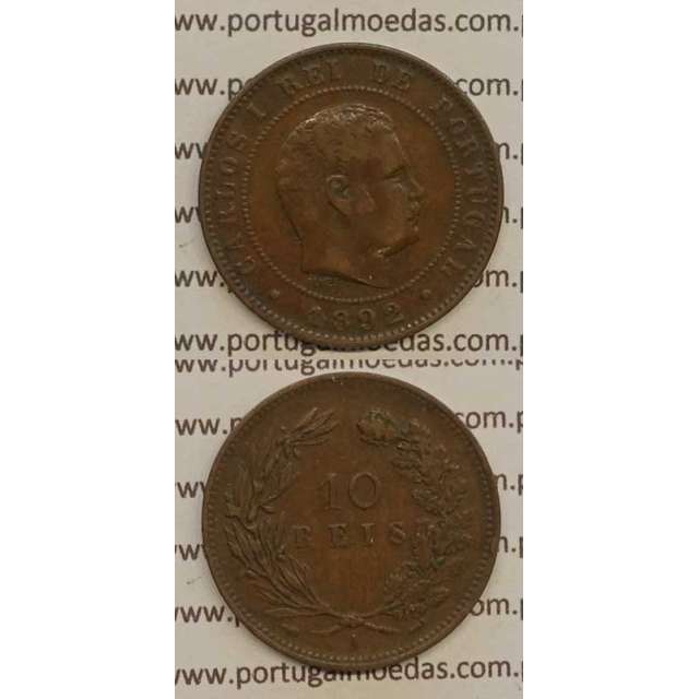 10 REIS BRONZE 1892-A "PARIS" (MBC+) - D. CARLOS I