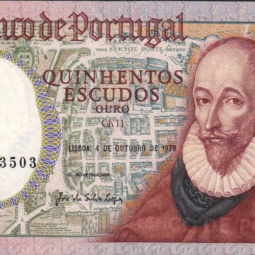 500 Escudos 1979 Francisco Sanches 04/10/1979, 500$00 Quinhentos Escudos 04/10/1979 Chapa:11 Banco de Portugal, (PC), Pick 177
