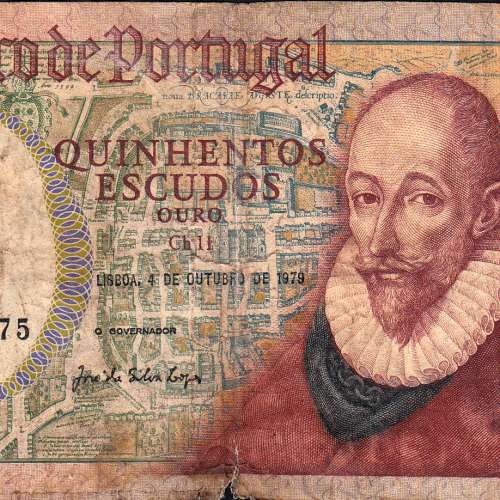 500 Escudos 1979 Francisco Sanches 04/10/1979, 500$00 Five hundred Escudos 04/10/1979 Plate:11 Banco de Portugal, (MC), Pick 177