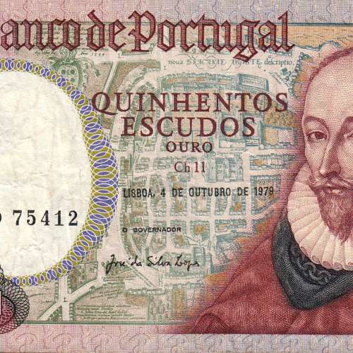 500 Escudos 1979 Francisco Sanches 04/10/1979, 500$00 Five hundred Escudos 04/10/1979 Plate:11 Banco de Portugal, (C), Pick 177