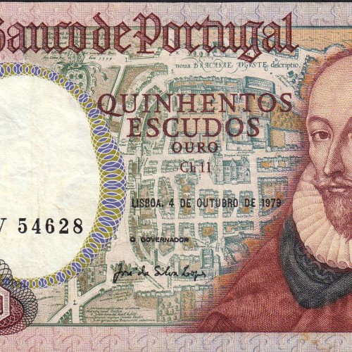 500 Escudos 1979 Francisco Sanches 04/10/1979, 500$00 Quinhentos Escudos 04/10/1979 Chapa:11 Banco de Portugal, (C), Pick 177