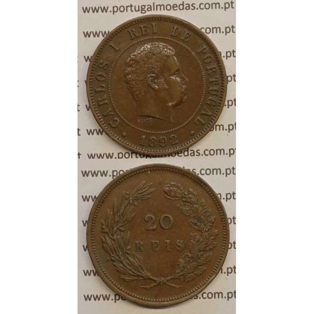 20 REIS BRONZE 1892 (MBC+/BELA-) - D. CARLOS I