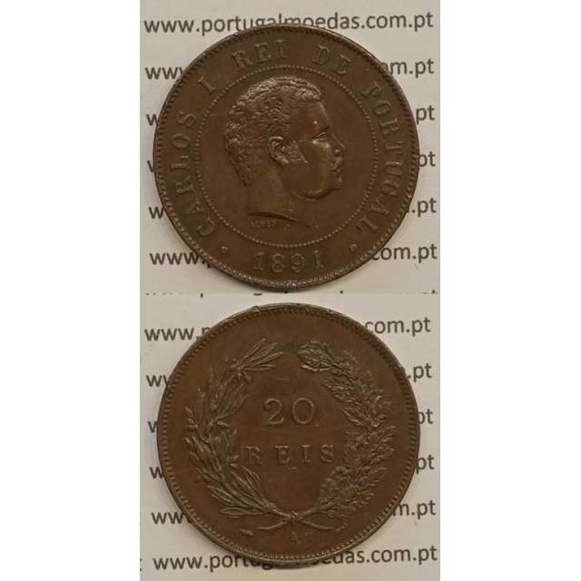 20 REIS BRONZE 1891-A "PARIS" (MBC+/BELA-) - D. CARLOS I