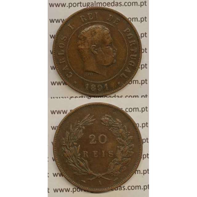 20 REIS BRONZE 1891-A "PARIS" (MBC+) - D. CARLOS I