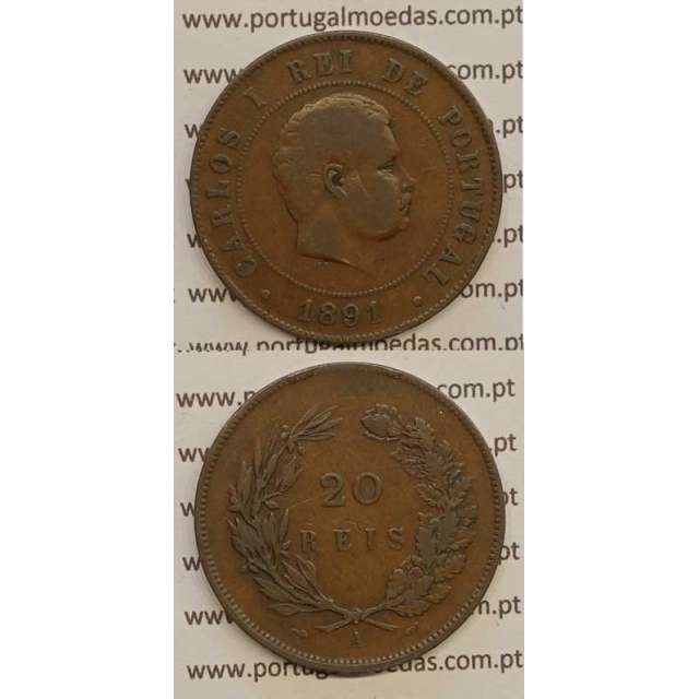 20 REIS BRONZE 1891-A "PARIS" (BC) - D. CARLOS I