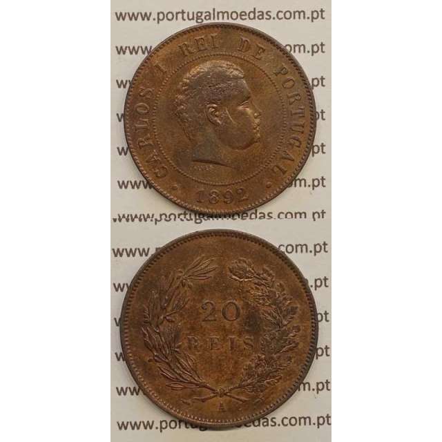 20 REIS BRONZE 1892-A "PARIS" (MBC+) - D. CARLOS I