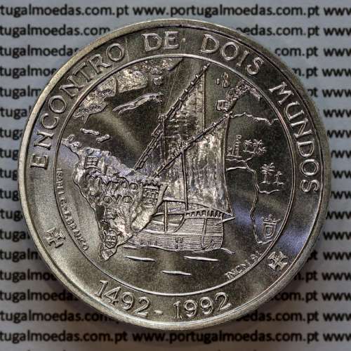 Portugal, silver coin of 1000 Escudos 1992 Encounter of Two Worlds 1492 (1st Ibero-American Series), World Coins Portugal KM 657