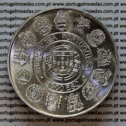 1000 Escudos 1992 Encontro de Dois Mundos (prata), moeda em prata de 1000$00 1992 Encontro de dois Mundos, KM657 b