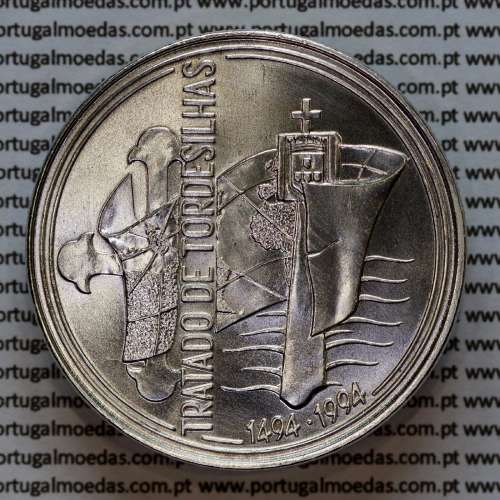 Portugal, silver coin of 1000 Escudos 1994 Treaty of Tordesillas, silver coin of 1000$00 1994, World Coins Portugal KM675 a