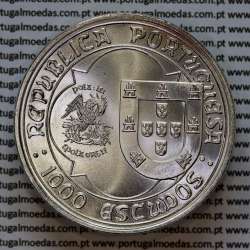 Portugal, silver coin of 1000 Escudos 1995 D. João II, 500th Anniversary of death of John II, World Coins Portugal KM 685 b