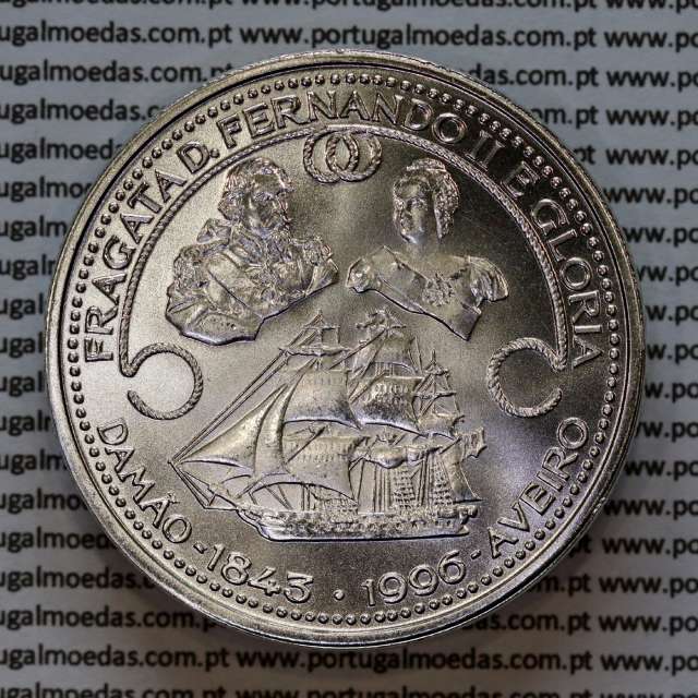 1000 Escudos 1996 Fragata D. Fernando II e Glória, prata, 1000$00 1996 Fragata D. Fernando II e Glória , W. Coins Portugal KM688