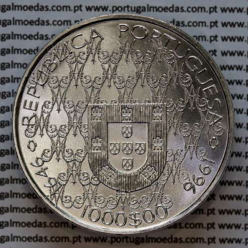 Portugal, silver coin of 1000 Escudos 1996 Lady of Conception, silver coin of 1000$00 1996, World Coins Portugal KM721