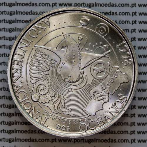 Portugal, silver coin of 1000 Escudos 1998 International Year of Oceans, EXPO`98, 1000$00 1998, World Coins Portugal KM 707