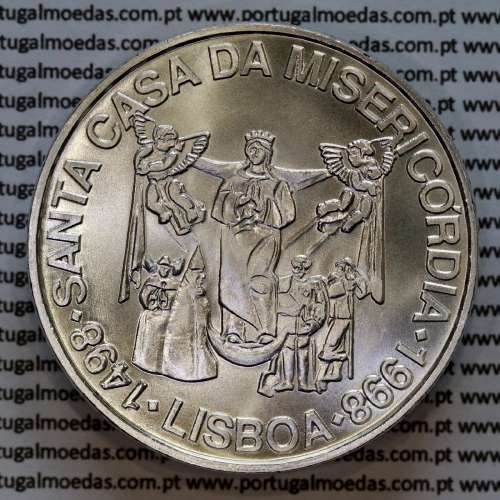 Portugal, silver coin of 1000 Escudos 1998 500th Anniversary of the Church of Mercy 1498-1998, 1000$00 1998, World Coins KM708a