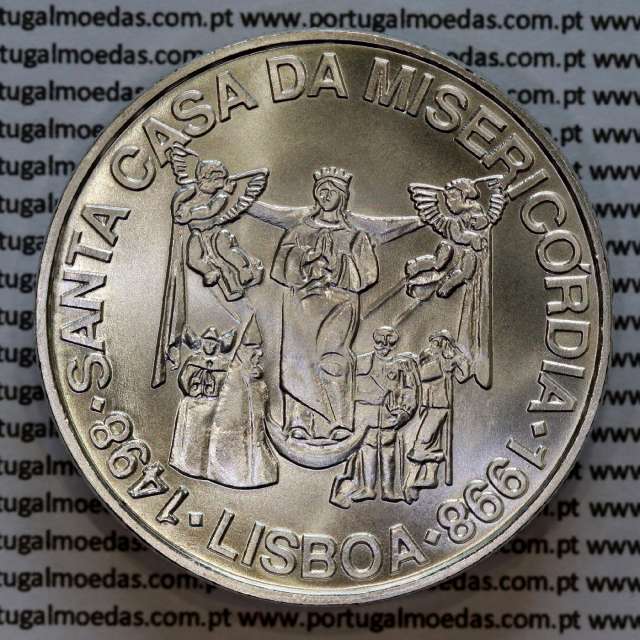 1000 Escudos 1998 Santa Casa da Misericórdia de Lisboa, moeda em prata de 1000$00 1998, World Coins Portugal KM708a