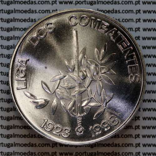 Portugal, silver coin of 1000 Escudos 1998 75th Anniversary of League of Combatants 1923 -1998, 1000$00 1998, World Coins KM714a