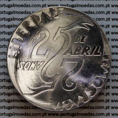 Portugal, silver coin of 1000 Escudos 1999 Revolution of April 25, 25th Anniversary 1974-1999, World Coins Portugal KM715a