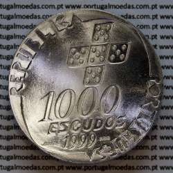 Portugal, silver coin of 1000 Escudos 1999 Revolution of April 25, 25th Anniversary 1974-1999, World Coins Portugal KM715b