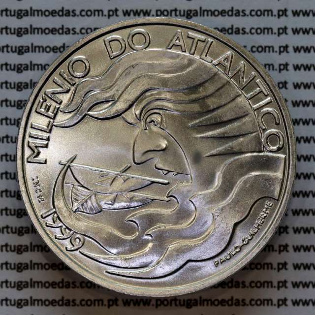 1000 Escudos 1999 Milénio do Atlântico, EXPO`98, moeda prata 1000$00 1999 Milénio do Atlântico, World Coins KM 721a