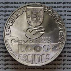 1000 Escudos 1999 Milénio do Atlântico, EXPO`98, moeda prata 1000$00 1999 Milénio do Atlântico, World Coins KM 721b