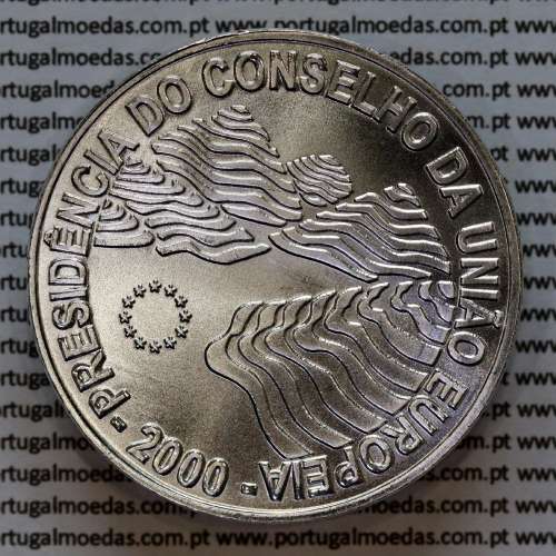 Portugal, silver coin of 1000 Escudos 2000 Council of the European Union, 1000$00 2000, World Coins Portugal KM 724a