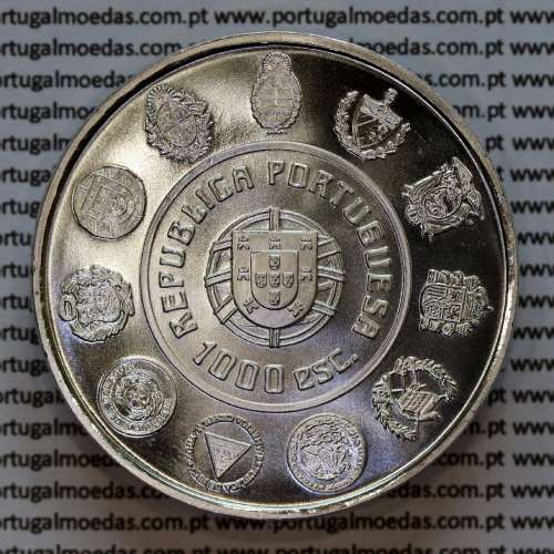 1000 Escudos 2000 O Homem e o Seu Cavalo, IV série Ibero-americana, moeda prata 1000$00 2000,  World Coins Portugal KM727b
