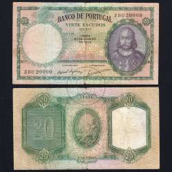 Nota de 20 Escudos 1959 D.António Luiz de Menezes, 20$00 27/01/1959 Chapa: 6 - Banco de Portugal (Circulada)