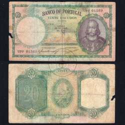 Nota de 20 Escudos 1954 (Muito Circulada) "20$00 1954 Ch.6 D.António Luiz de Menezes - Banco de Portugal (25/05/1954)