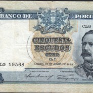 Nota de 50 Escudos 1955 ( Circulada ) "50$00 1955 Ch.7 Fontes Pereira de Mello - Banco de Portugal (24/06/1955)