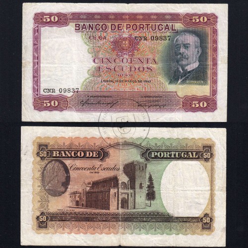 Nota de 50 Escudos 1947 (Circulada) "50$00 1947 Ch.6A Ramalho Ortigão - Banco de Portugal (11/03/1947)